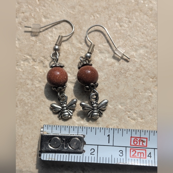Goldstone Dangle Bee Earrings - NWOT - Picture 5 of 5
